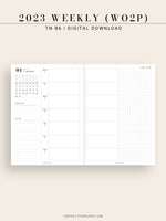 W108_01GX_WO2P_2023 | 2023 Dated Weekly Planner Inserts Printable Template