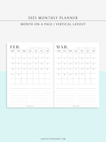 M112_2023 | 2023 Monthly Planner Printable Inserts, MO1P