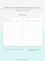 N113 | Personal Information & Medical Log Template