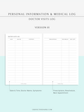 N113 | Personal Information & Medical Log Template