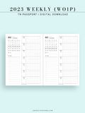 W108_01G_WO1P_2023 | 2023 Dated Weekly Planner Inserts Printable Template