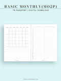 M116 | Basic Monthly Planner Inserts, Bullet Journal Template, MO2P