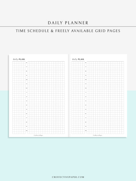 Daily Plan Grid D119 | Basic Daily Planner, Grid Lyaout, Day on a Page – CreffectivePaper