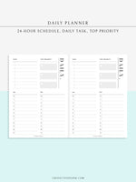 D113 | 24-hour Daily Schedule Planner Inserts Printable Template