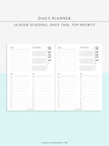 D113 | 24-hour Daily Schedule Planner Inserts Printable Template
