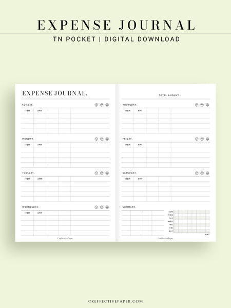 N126 | Expense Journal Pages, Weekly Spending Log, Financial Planner ...