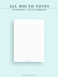 N120 | All-round Grid Notes Template, Printable Bullet Journal Inserts
