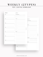 W101 | Week on a Page, Weekly Planner Printable Inserts Template