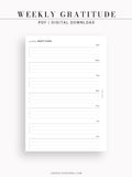 W103 | Minimal Weekly Gratitude Journal Printable Template Inserts