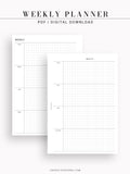 W104 | Week on 2 Pages, Weekly Planner Printable Inserts Template