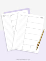 W107 | Week on a Page, Weekly Planner Printable Inserts, Monday Start