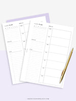 W108 | Week on a Page, Weekly Planner Printable Inserts Template