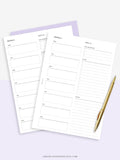 W101 | Week on a Page, Weekly Planner Printable Inserts Template