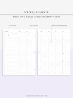 W112 | To-do List Type Weekly Schedule Planner Printable Inserts