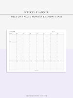 W102_H_1 | Horizontal Weekly Schedule Planner
