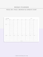 W102_H_1 | Horizontal Weekly Schedule Planner