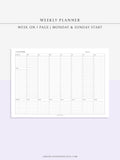 W102_H_1 | Horizontal Weekly Schedule Planner