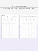 M106_G | Monthly Planner with 31 Days Habit Tracker Printable Inserts