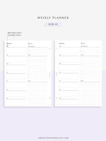 W101 | Week on a Page, Weekly Planner Printable Inserts Template