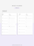 W101 | Week on a Page, Weekly Planner Printable Inserts Template