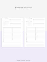 M108 | Monthly Overview, Month on a Page Printable Planner Inserts