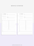 M108 | Monthly Overview, Month on a Page Printable Planner Inserts