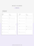 W101 | Week on a Page, Weekly Planner Printable Inserts Template