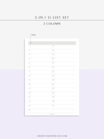 N114 | 31 List Set for Monthly Overview & Daily Tracker, Gratitude Journal
