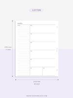 W107 | Week on a Page, Weekly Planner Printable Inserts, Monday Start