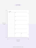 W107 | Week on a Page, Weekly Planner Printable Inserts, Monday Start