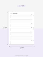 W103 | Minimal Weekly Gratitude Journal Printable Template Inserts