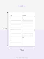 W101 | Week on a Page, Weekly Planner Printable Inserts Template