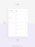 W108 | Week on a Page, Weekly Planner Printable Inserts Template