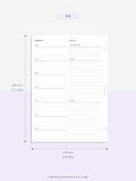 W101 | Week on a Page, Weekly Planner Printable Inserts Template