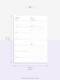 W101 | Week on a Page, Weekly Planner Printable Inserts Template