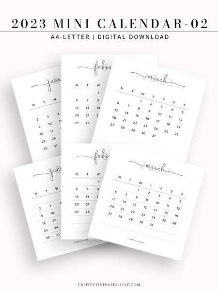 Y103-2 | 2023 Mini Calendar Printable