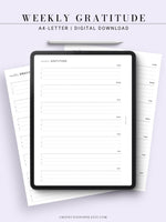 W103 | Minimal Weekly Gratitude Journal Printable Template Inserts