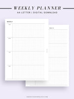 W104 | Week on 2 Pages, Weekly Planner Printable Inserts Template