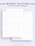 W104 | Week on 2 Pages, Weekly Planner Printable Inserts Template