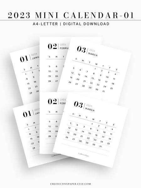 Y103-1 | 2023 Mini Calendar Printable