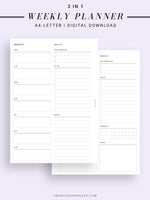 W101 | Week on a Page, Weekly Planner Printable Inserts Template