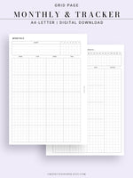 M106_G | Monthly Planner with 31 Days Habit Tracker Printable Inserts