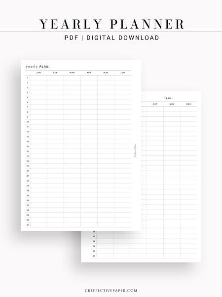 Y101 | 31 Days Yearly Planner Printable