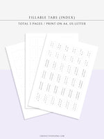 DA118 | Mini Editable Tabs, Printable Index