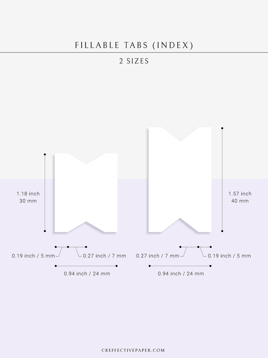 DA118 Mini Editable Tabs Printable Index CreffectivePaper