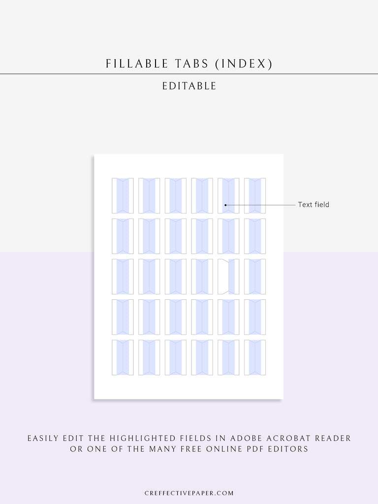 DA118 | Mini Editable Tabs, Printable Index – CreffectivePaper