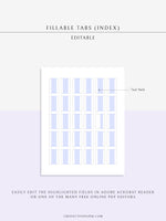 DA118 | Mini Editable Tabs, Printable Index