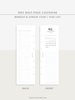 M118_2023 | 2023 Half-Page Calendar, Monthly Task list, Important Events Tracker
