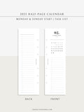 M118_2023 | 2023 Half-Page Calendar, Monthly Task list, Important Events Tracker