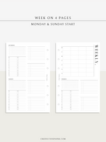 W117 | WO4P, Weekly 24-hour Schedule, To-do List Planner Template